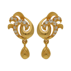 Cluster Design Gold Earring With Stones